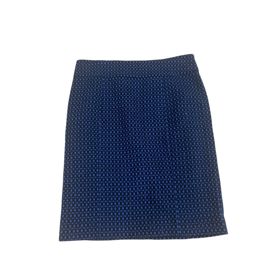 Beth Browley Blue dot Patterned Pencil wool blend Skirt lined back zipper size 6